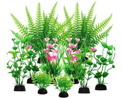 Allecto - fish tank plants - Kunstplanten voor aquarium - 10 stuks - Decoratie voor vissen - Creëer een levendige onderwaterwereld - Geschik...