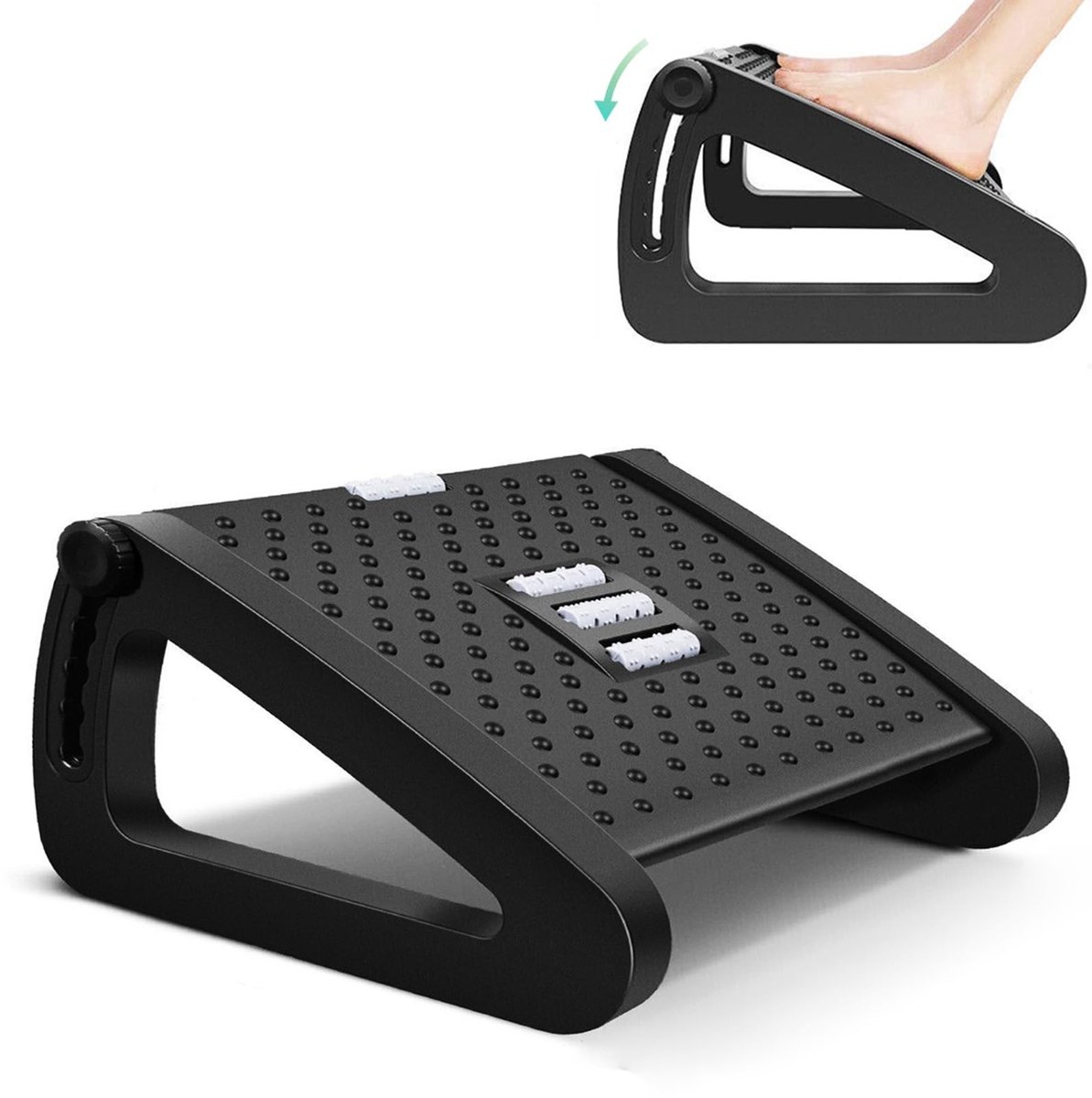 Cosensi - Ergonomische Voetensteun - Verstelbare Voetsteun - Met Massagefunctie - Ideaal voor Thuis en Kantoor - Ondersteuning voor Comfort - Gesch...