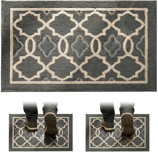 Tapis d'extérieur - tapis d'entrée - tapis extérieur - tapis de porte lavables - tapis d'entrée antidérapants et absorbants - tapis de porte - tapis de sol - convient aux maisons, garages, cuisines et buanderies - Gris foncé - 50*80cm