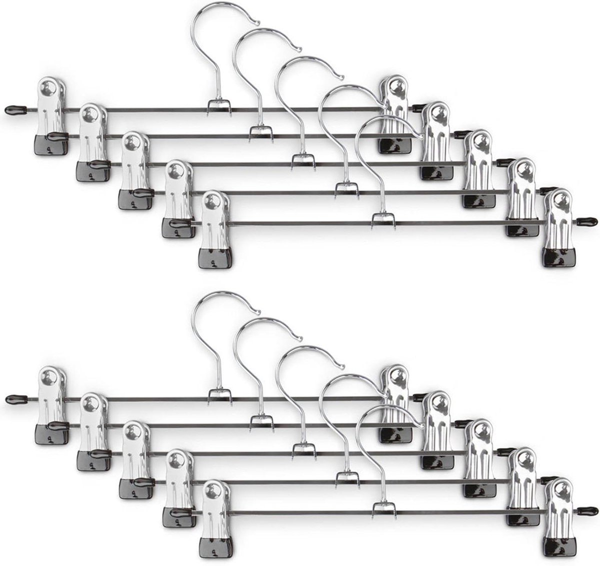 Metalen Broekhangers - Kleerhangers Clips - Kleding Opbergen - Verstelbare Antislipclips - 30 stuks - Zwart