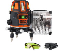 Kibani Losse Kruislijnlaser - Bouwlaser Zelfnivellerend - Kruislijnlaser Zelfnivellerend - Kruislaser - Rotatielaser - Laserwaterpas - Lijnlaser - Oplaadbare Accu - Groen - met Opberg Box