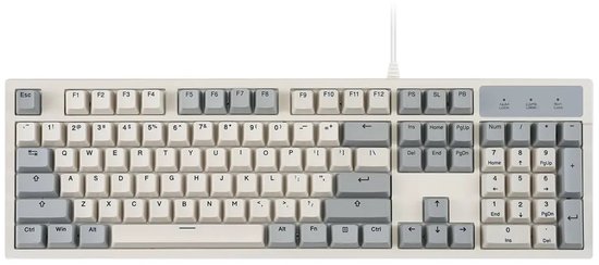 Perixx PERIBOARD-108MNL Mechanisch Toetsenbord – Full Size – Brown Tactile Switches – Retro Grijs/Wit – Bedraad USB – US QWERTY – NL Editie