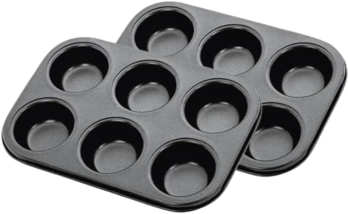 Muffinbakvorm - Cupcakevorm Bakblik - Kleine Baksels Maken - Antiaanbaklaag - 6 Koppen - Grijs