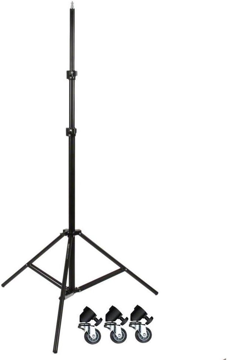 Lampstatief met wielen - Lichtstatief Fotostatief - Studio fotografie - Luchtvering en wielen - 280 cm - Zwart