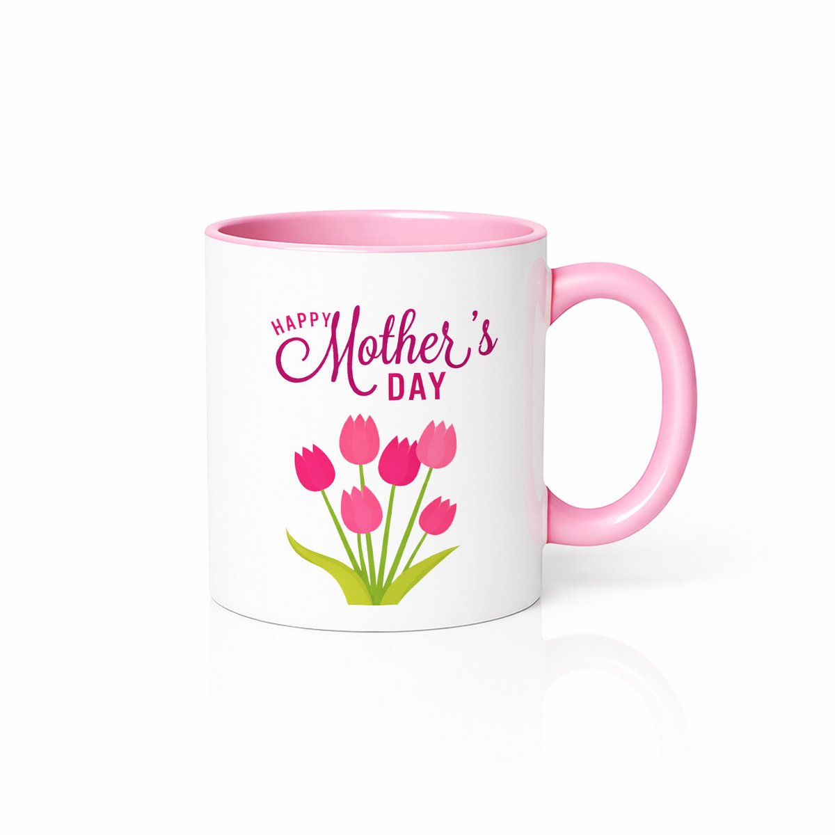 Lieve Moederdag Mok Roze en Wit - Bloemen Tulpen Design - Ideaal Moederdag Presentje