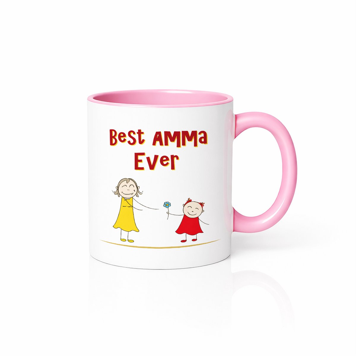 Best Amma Ever Mok - Roze Handvat en Binnenzijde - Lief Moederdag Cadeau - Koffiemok