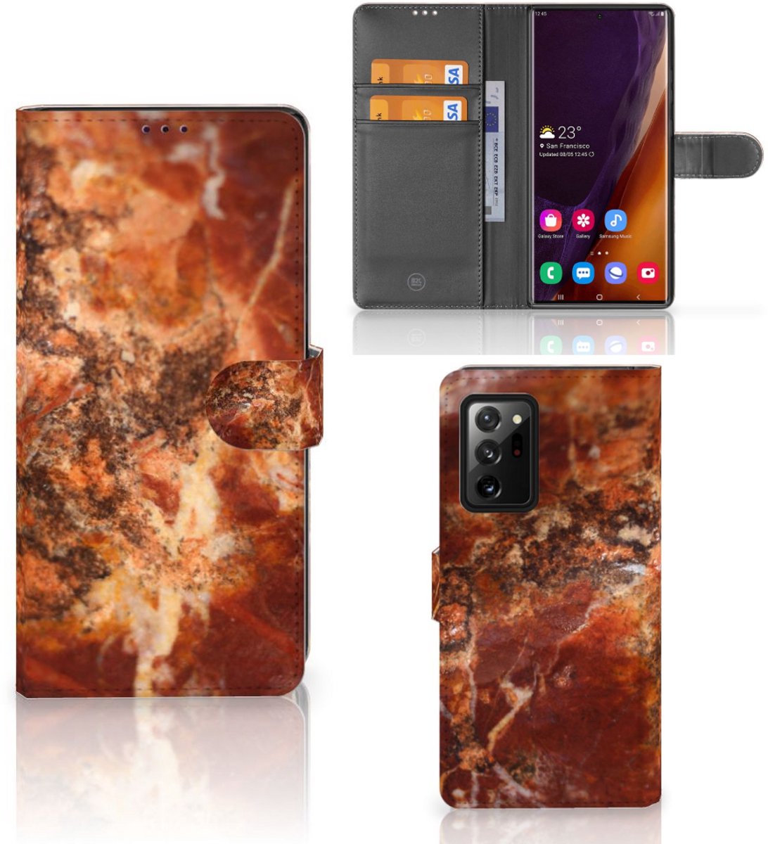 Samsung Galaxy Note20 Ultra Bookcase Marmer Bruin
