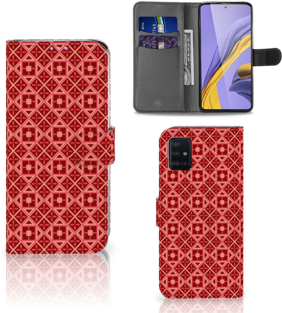 Book Case voor Samsung Galaxy A51 Telefoon Hoesje Batik Rood
