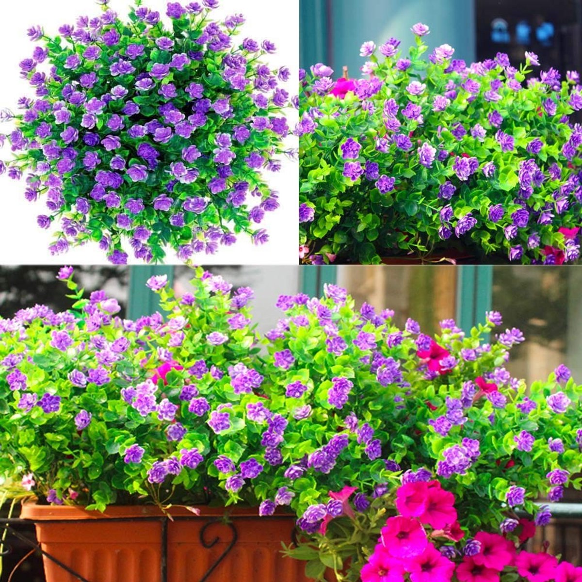 Cosensi - Kunstbloemen - 15 Stuks - UV-bestendig - Paars - Buitenplanten - Perfect voor Bruiloft - Ideaal voor Tuin