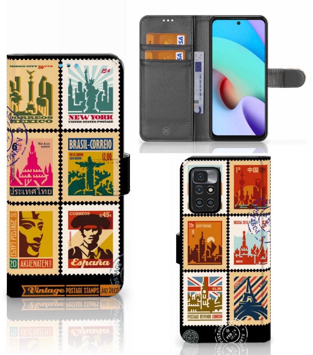 Book Case voor Xiaomi Redmi 10 Flip Cover Postzegels