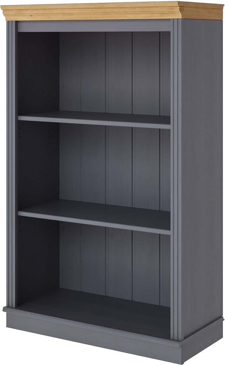 Notio Living Anita-Boekenkast laag in dennen-greystain-was Grijs stain wax