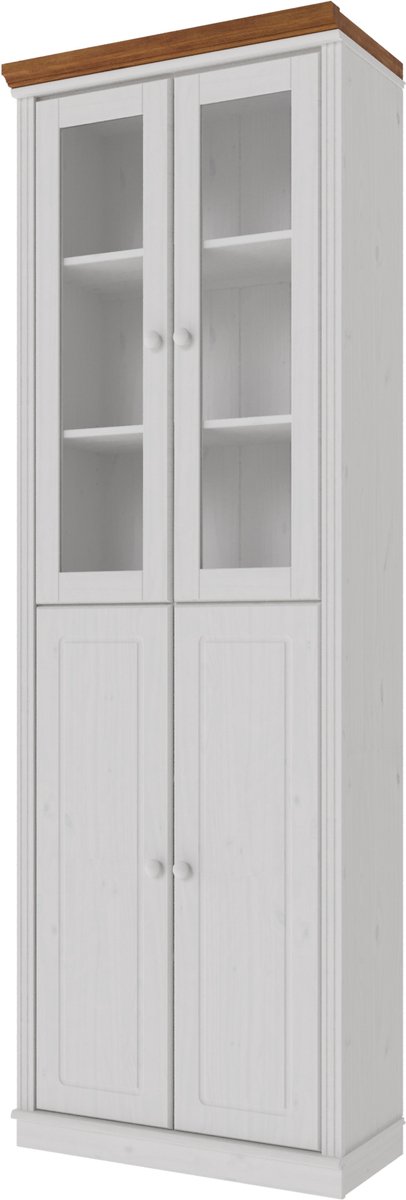 Notio Living Anita- Boekenkast 2 Glass2 Wooddoors WH wit honig