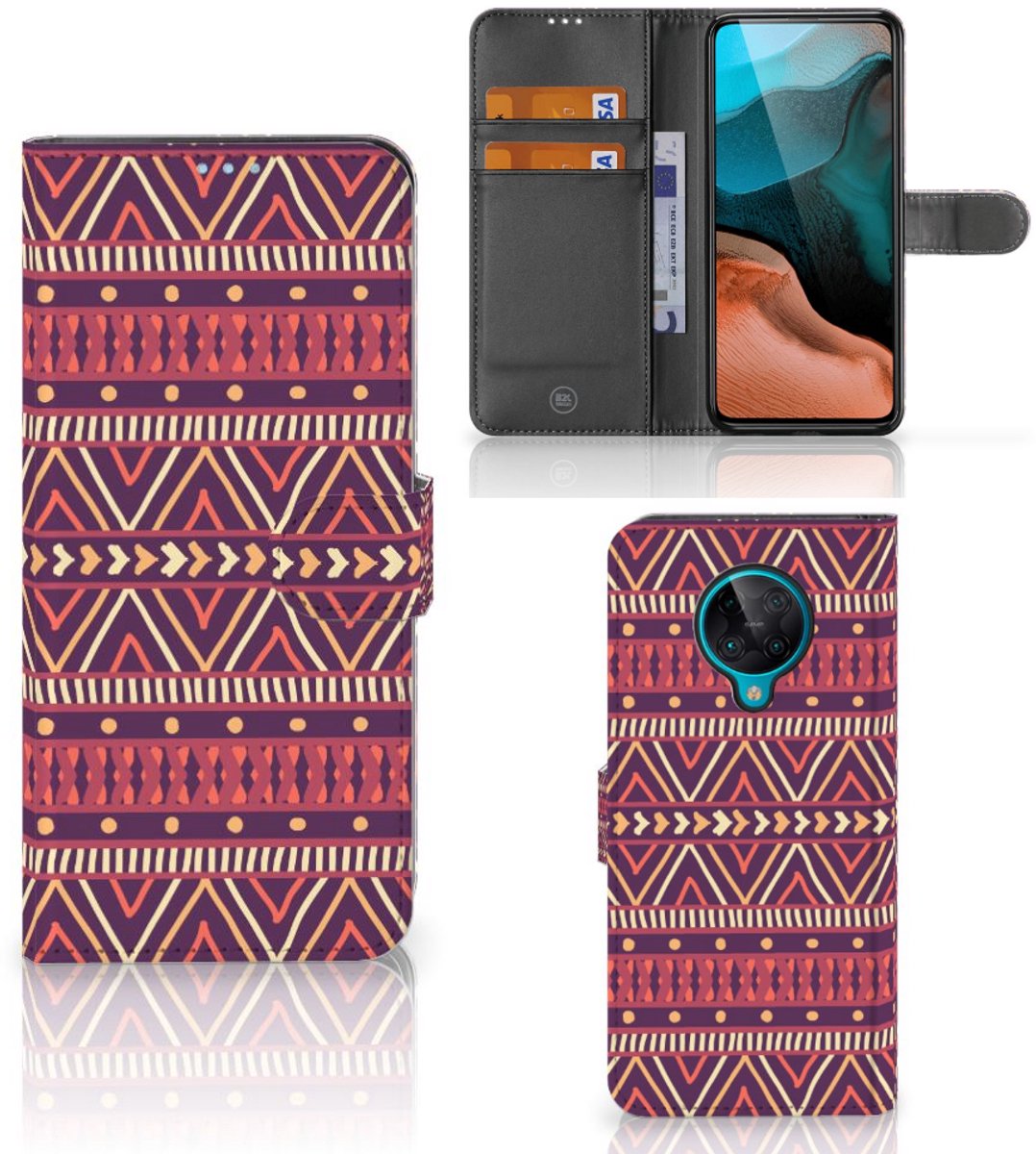 Xiaomi Poco F2 Pro Telefoon Hoesje Aztec Paars