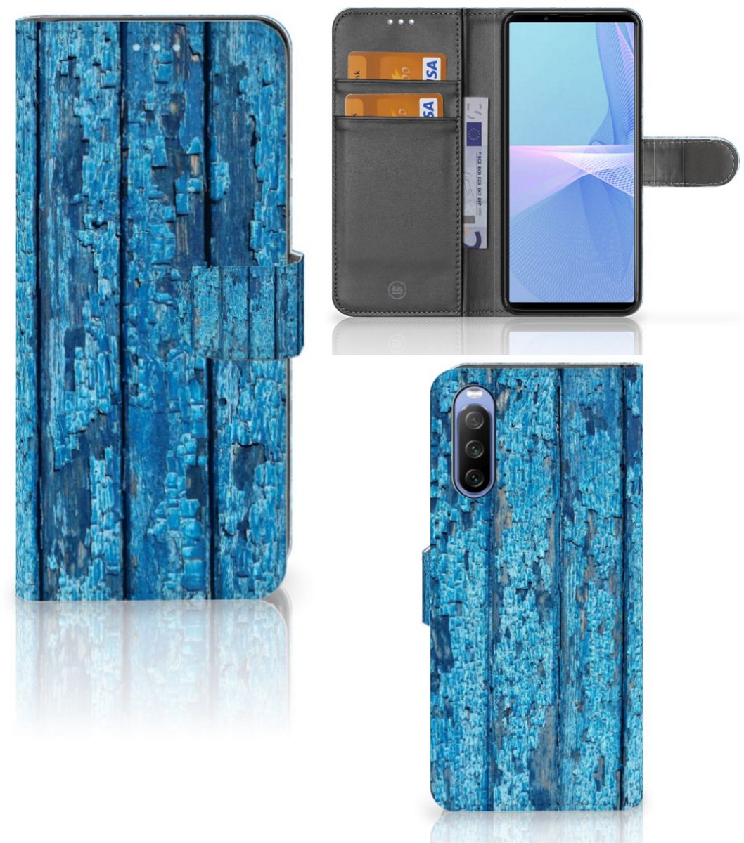 Boekhoesje voor Sony Xperia 10 III Book Style Case Wood Blue