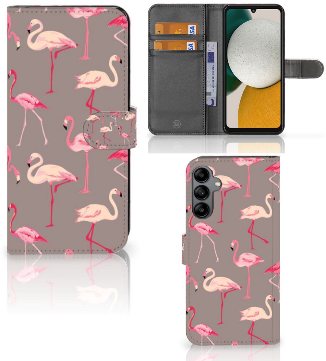 Samsung Galaxy A34 Telefoonhoesje met Pasjes Flamingo