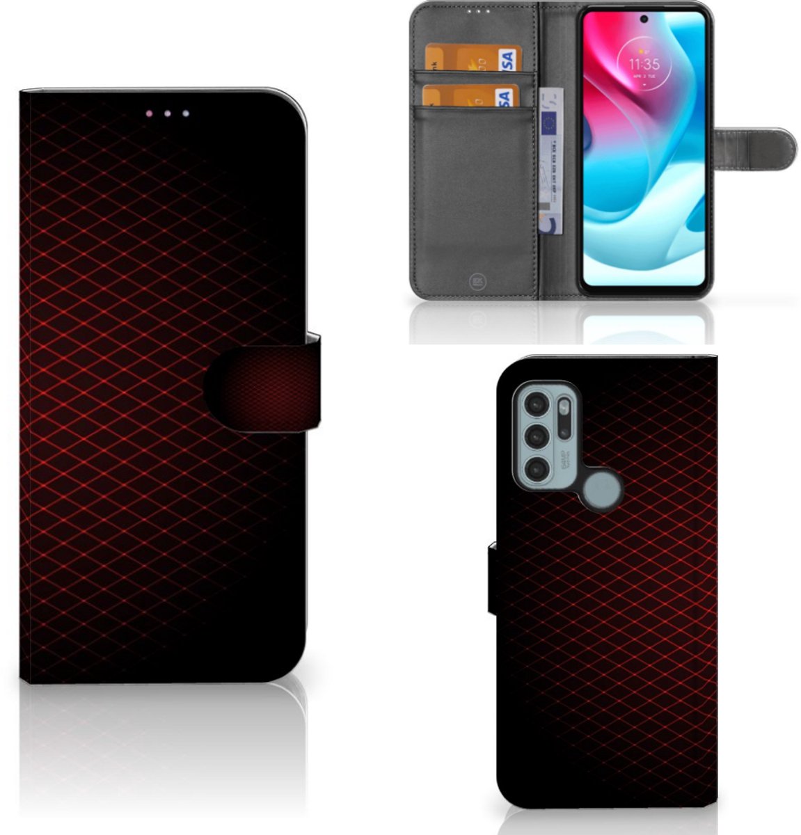 Motorola Moto G60s Telefoon Hoesje Geruit Rood