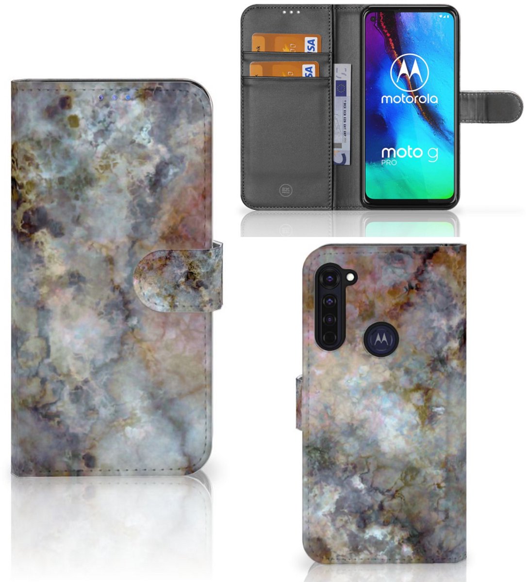 Motorola Moto G Pro Bookcase Marmer Grijs