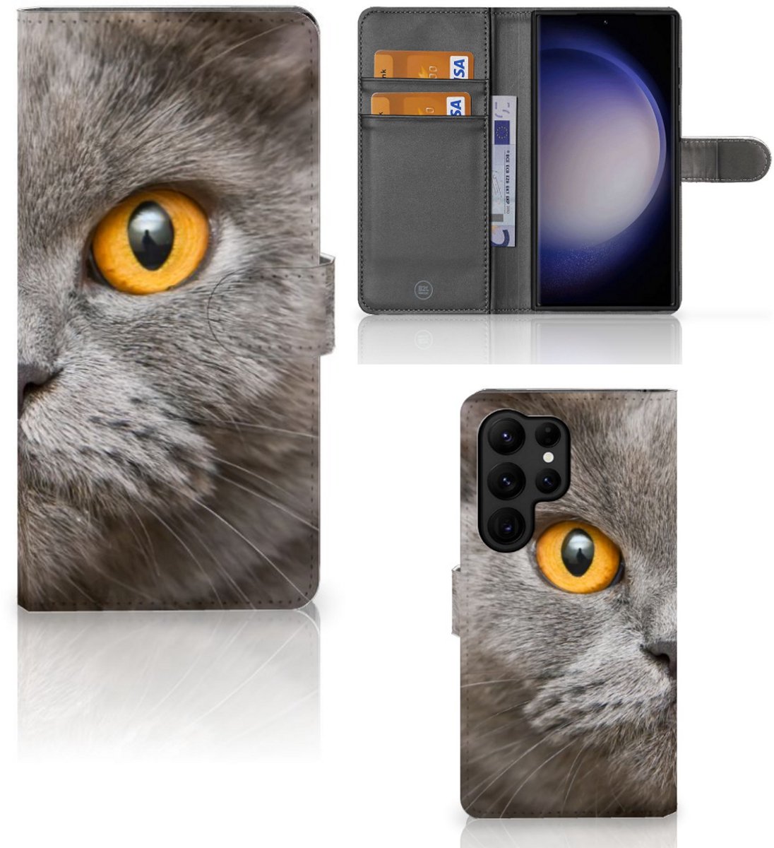 Telefoonhoesje met Pasjes Samsung Galaxy S23 Ultra Britse Korthaar