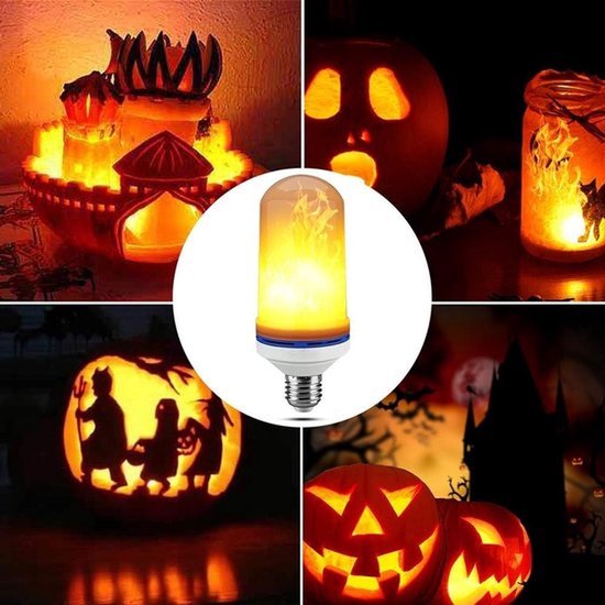 4 stuks E27 LED-vlameffectlampen, vuurlampen, flikkerende vlamlampen, decoratieve verlichting voor de feestdagen, Kerstmis, Halloween, bruiloft, diner, tafeldecoratie, vlamlampen — afbeelding 5
