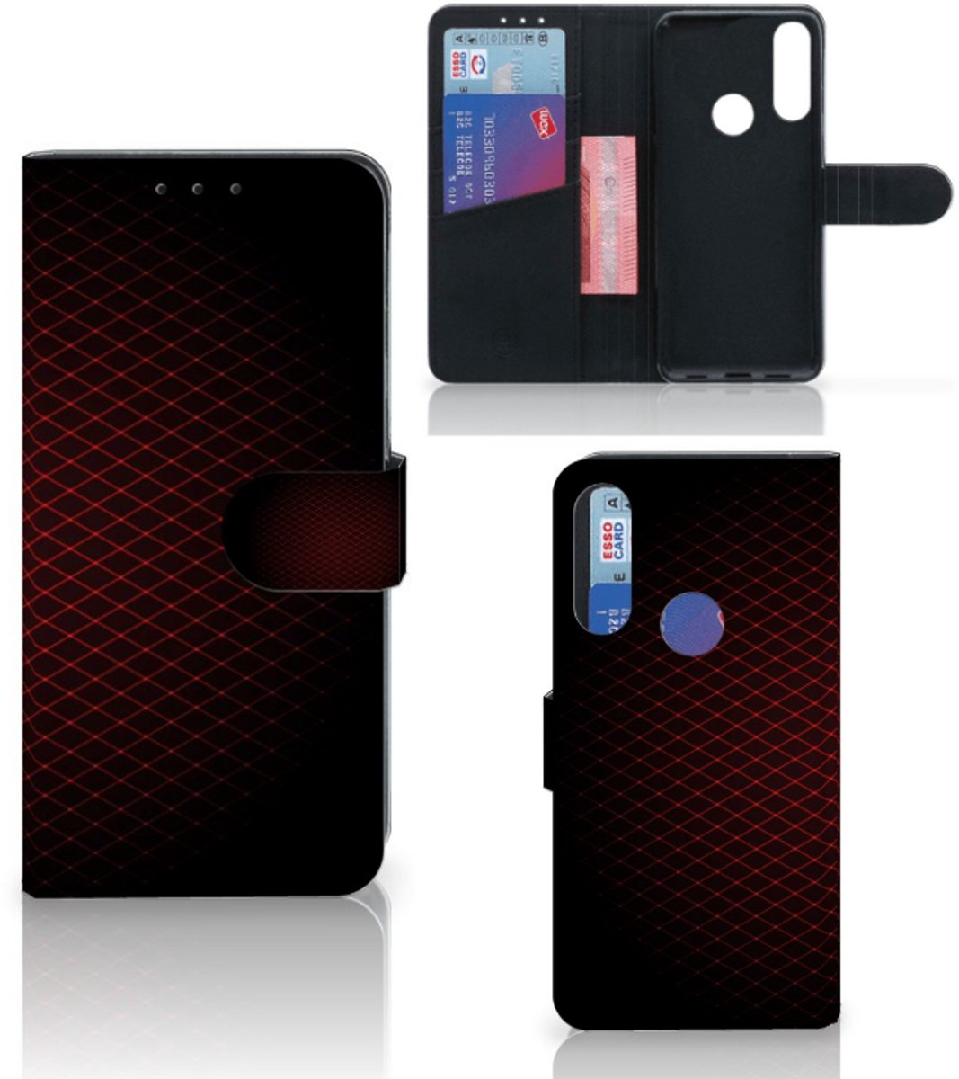 Alcatel 1S 2020 Telefoon Hoesje Geruit Rood