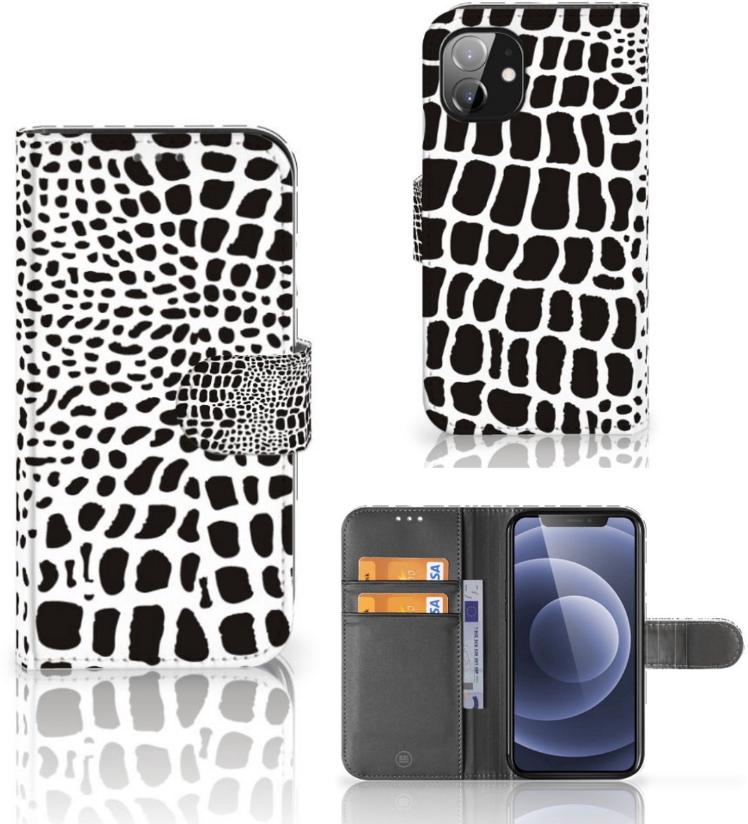 Apple iPhone 12 Mini Telefoonhoesje met Pasjes Slangenprint
