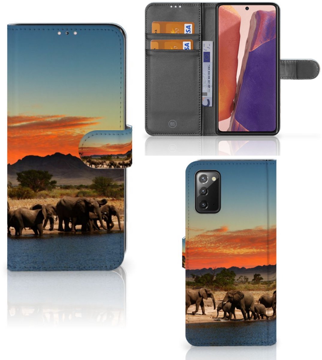 Samsung Galaxy Note 20 Telefoonhoesje met Pasjes Olifanten