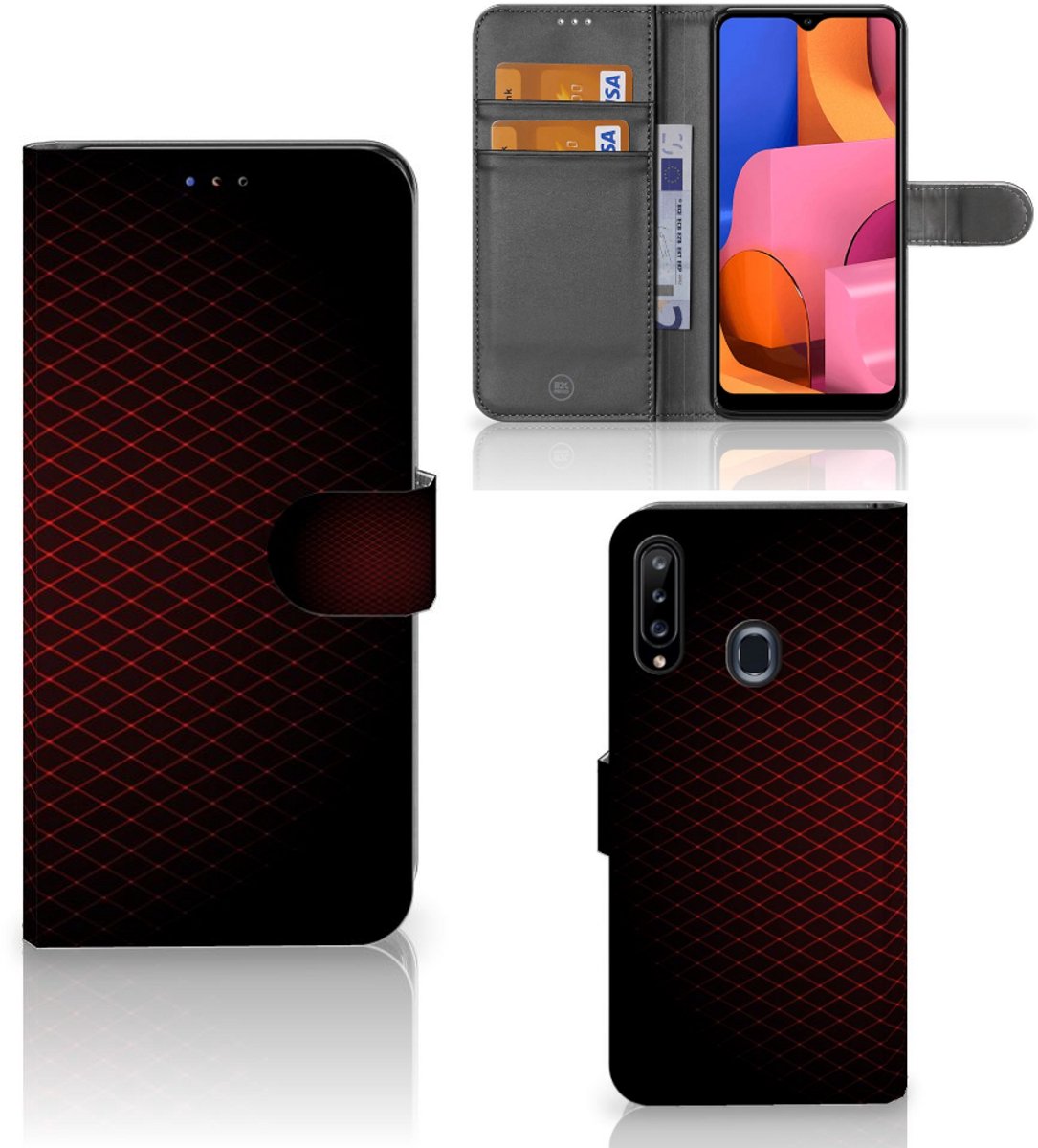 Samsung Galaxy A20s Telefoon Hoesje Geruit Rood