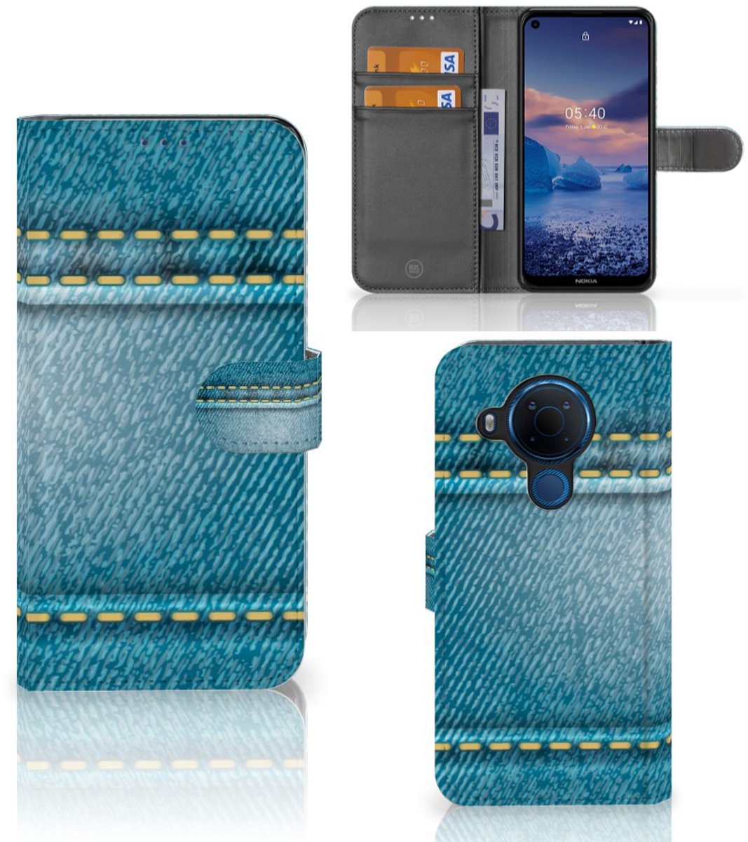 Nokia 5.4 Wallet Case met Pasjes Jeans