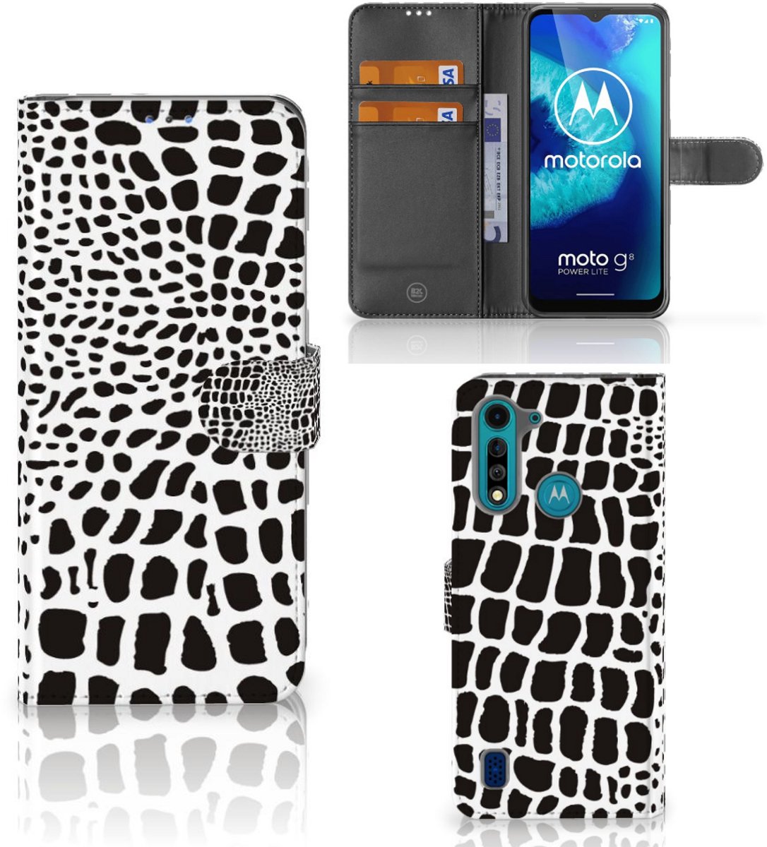Motorola G8 Power Lite Telefoonhoesje met Pasjes Slangenprint