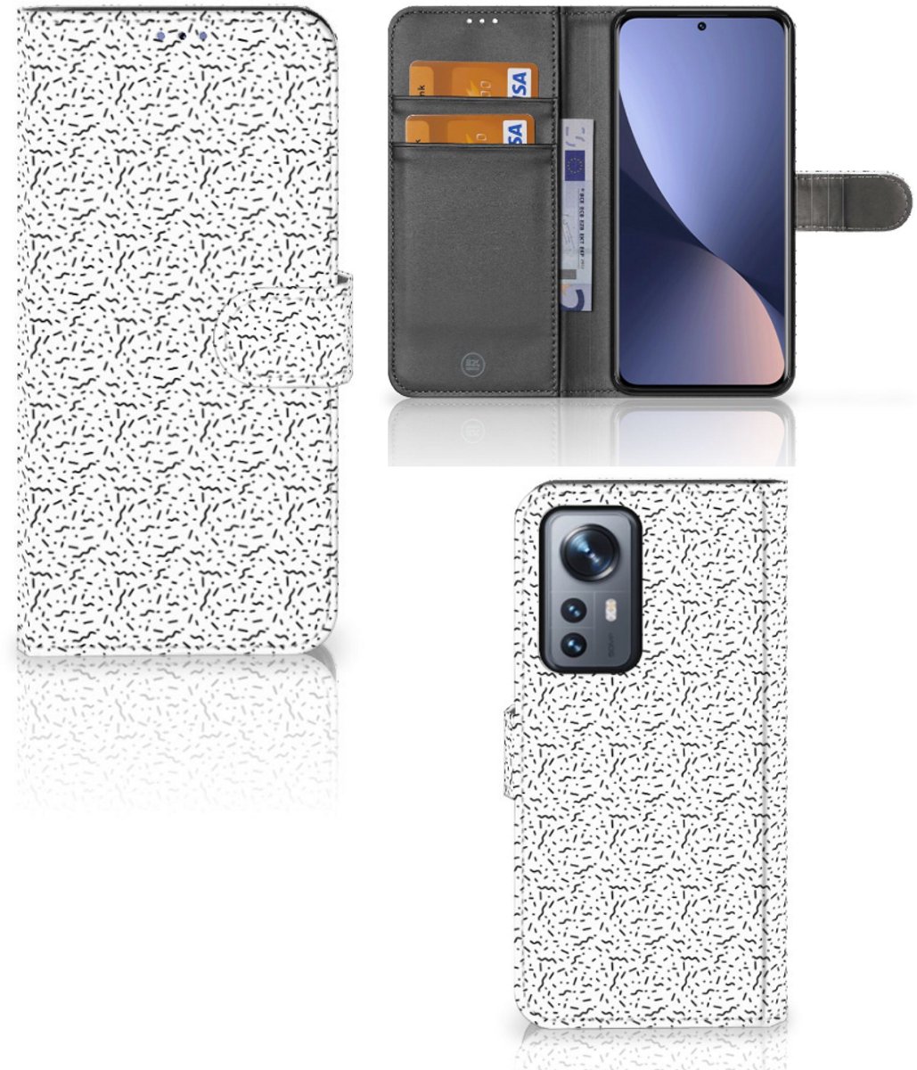 Boekhoesje voor Xiaomi 12 Pro Telefoon Hoesje Stripes Dots