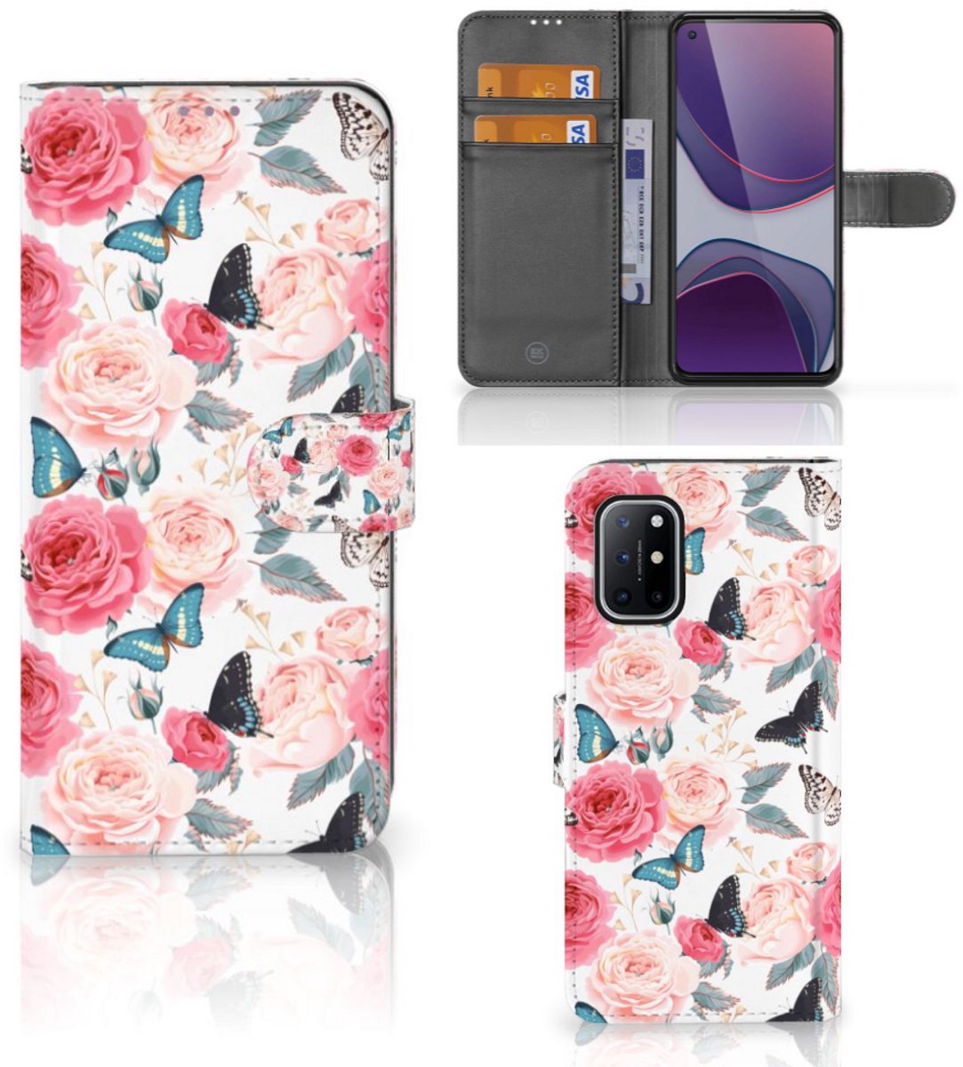OnePlus 8T Hoesje Butterfly Roses