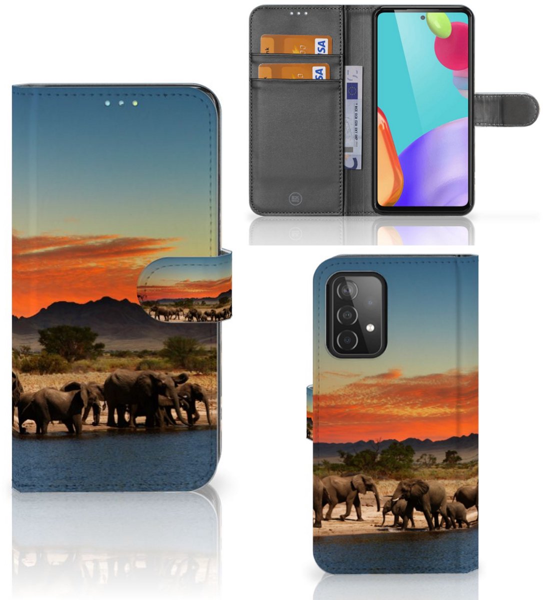 Samsung Galaxy A52 Telefoonhoesje met Pasjes Olifanten