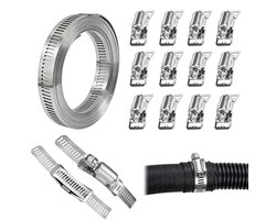 Slangklemmen van 304 roestvrij staal - Ringklemmen - Spanbanden 12,6 mm breed - 3,5 m lang + 12 klemkoppen - Inclusief spanbanden - Stalen gesp - Hose Clamps 304 RVS - Verstelbare DIY Slang voor Waterleiding - Tank - Gaspijp - Koeler - Auto Buizen