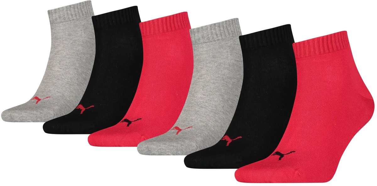 PUMA Quartersokken Unisex 6-Pack Rood