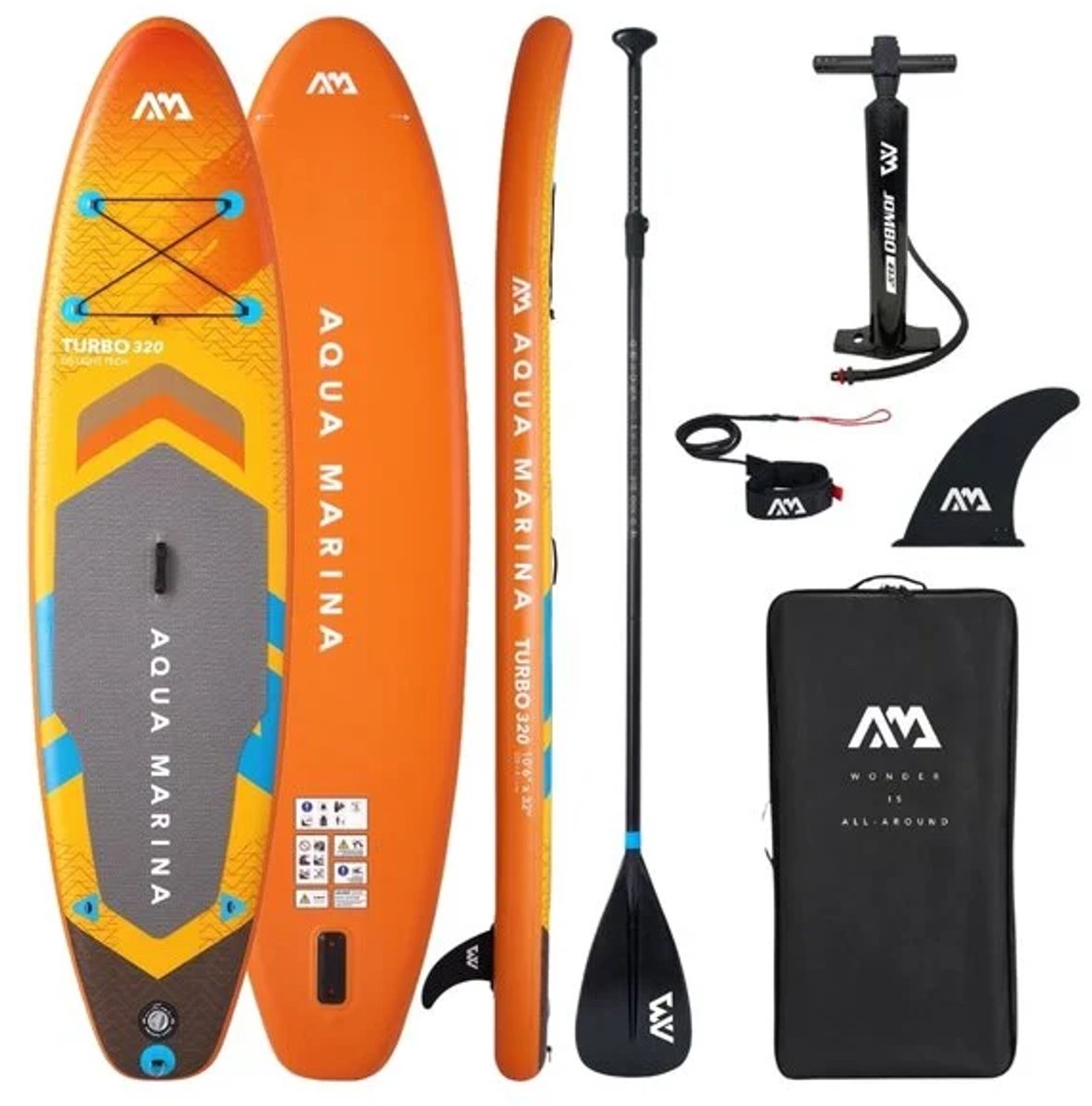 Aqua Marina Go SUP Board - Opblaasbaar - 15PSI - All-round Model - 310x76cm - Max 105kg - Complete Set inclusief Pomp, Peddel & Rugzak