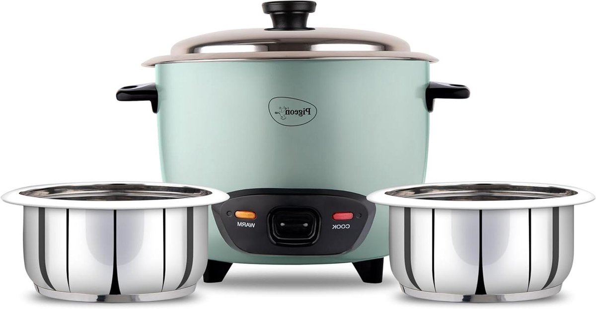 Pigeon Stainless Steel Automatic Electric Rice Cooker (Blue) (1L)
