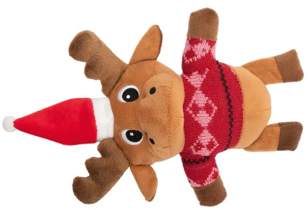 Zoofari Dierenspeeltje Kerst - Rendier - Knuffel - werp- en apporteerspel - met piepgeluid