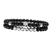Loud and Clear® - Armband - Kralenarmband - Heren - Dames - Skull - Kralen - Zwart - Zilver