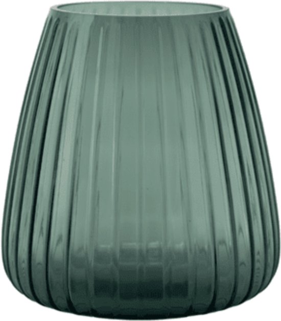 XLBoom DIM 2.0 Small Groen – Mondgeblazen glazen vaas met streeppatroon – Verkrijgbaar in Green | Blue | Grey – Tijdloze design vaas door Ann & GJ