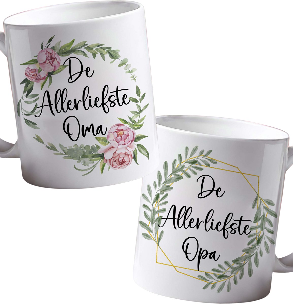 Cadeau Oma en Opa – Mok Set “De Allerliefste Oma & Opa” – Origineel Grootouders Cadeau – Keramiek 325ml – Inclusief Cadeauverpakking