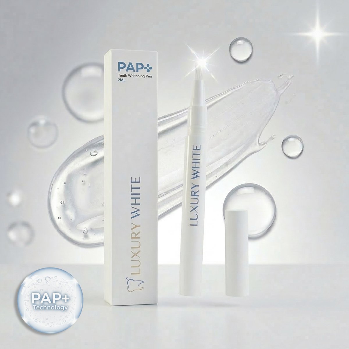 Luxury White - PAP+ Whitening Pen – Tandenblekers - Tandenbleek Pen – Whitening Strips - Witte Tanden Bleken - Whitestrips - luxurywhite - Smile - Cresting Formula - Tandenbleek gel - Tandpasta - Peroxidevrij – Pure Ingrediënten – Luxe Smile – 2ml