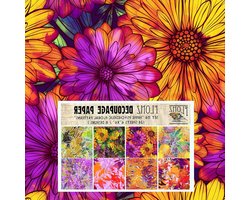Decoupage Papier Pack (24 vellen 6 "x6") Hippie Psychedelische Bloemenpatronen FLONZ Vintage Styled Naadloos Patroon Papier voor Decoupage, Craft en Scrapbooking