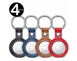 IMENGINE® airtag-sleutelhanger - 4 stuks - Airtag sleutelhanger -Airtag hanger - hoge kwaliteit - Airtag sleutelhanger leer - Beschermende Hanger voor Apple AirTag – Airtag hoesje - Leren Houder - Kras en stofvrij