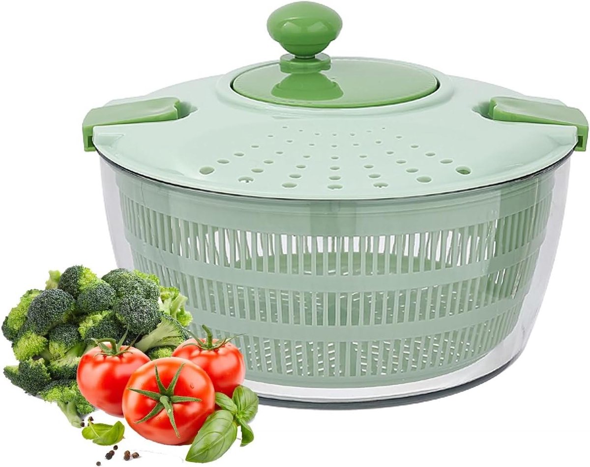 YeRan Salade Spinner met Opbergcontainer, Salade spinner voor Koelkast Lunch, Sla Spinner - Effectief drogen en conserveren voor verse groenten en fruit - Eenvoudig te gebruiken en te installeren -