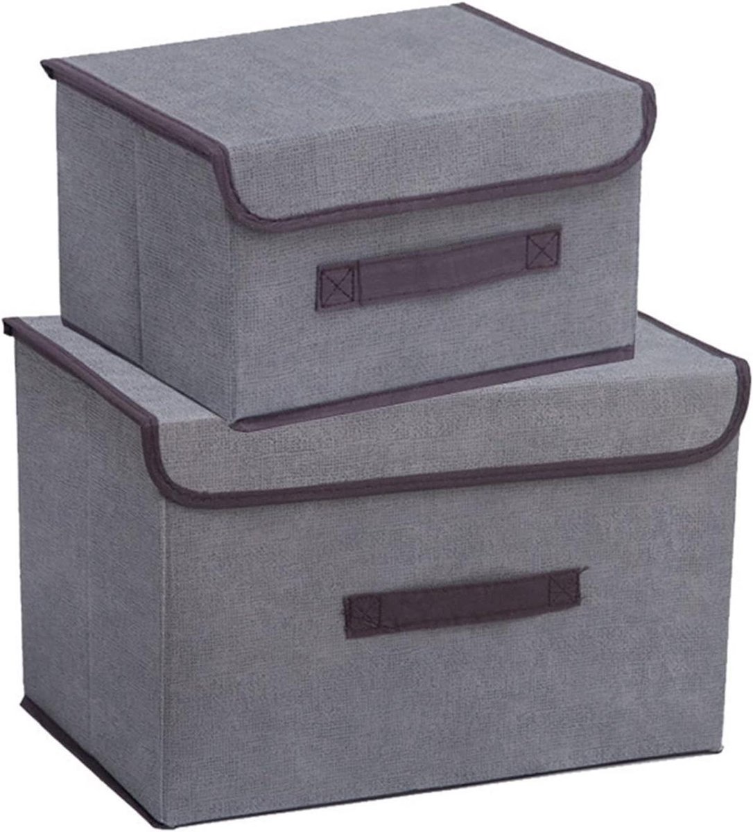 Opbergdozen Set - Opbergbakken Deksel - Kleding Opbergen - Stapelbaar Ontwerp - 2 stuks - Grijs