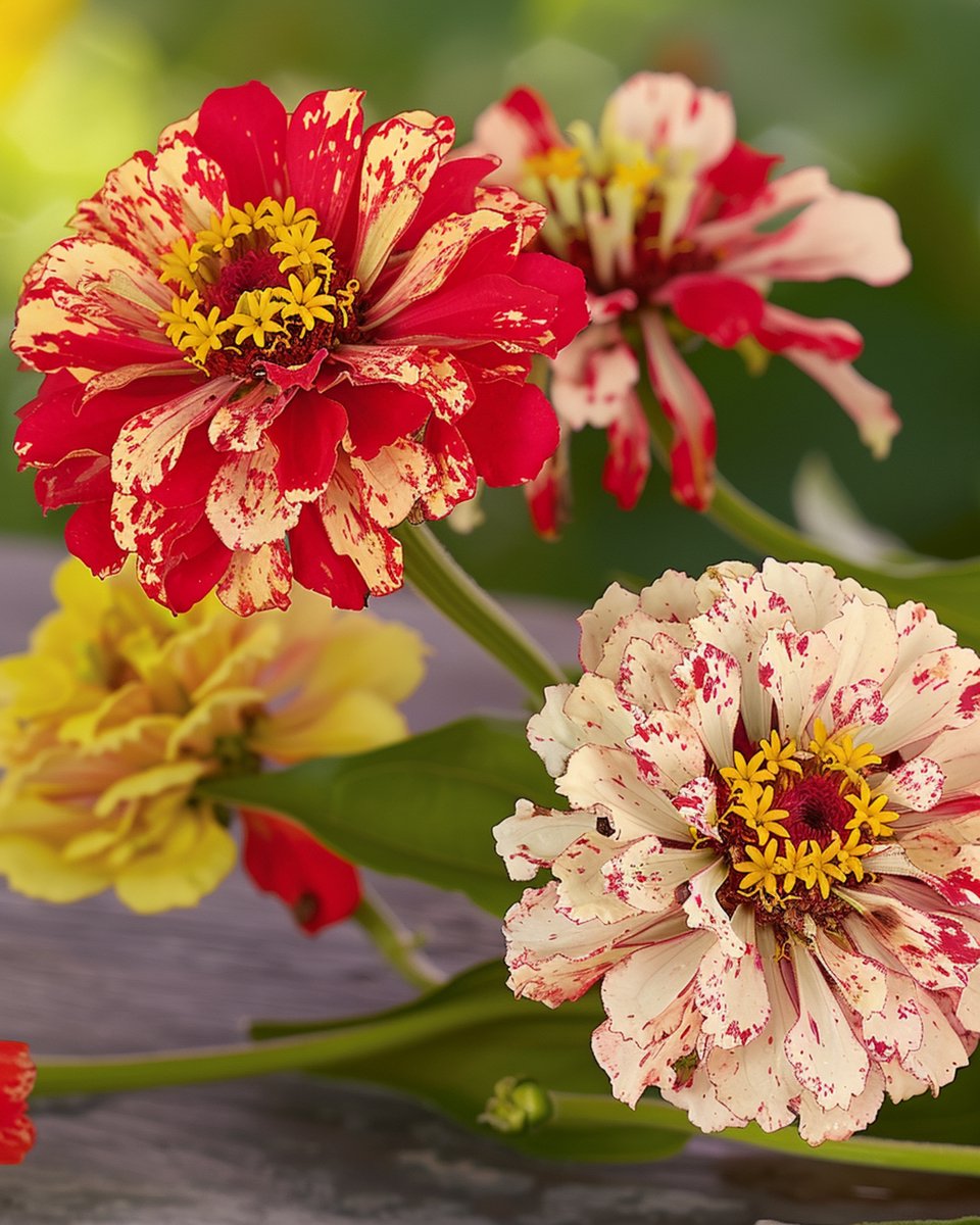 2 sets - Zinnia Peppermint Stick Zaden Zinnia Elegans Eenjarig