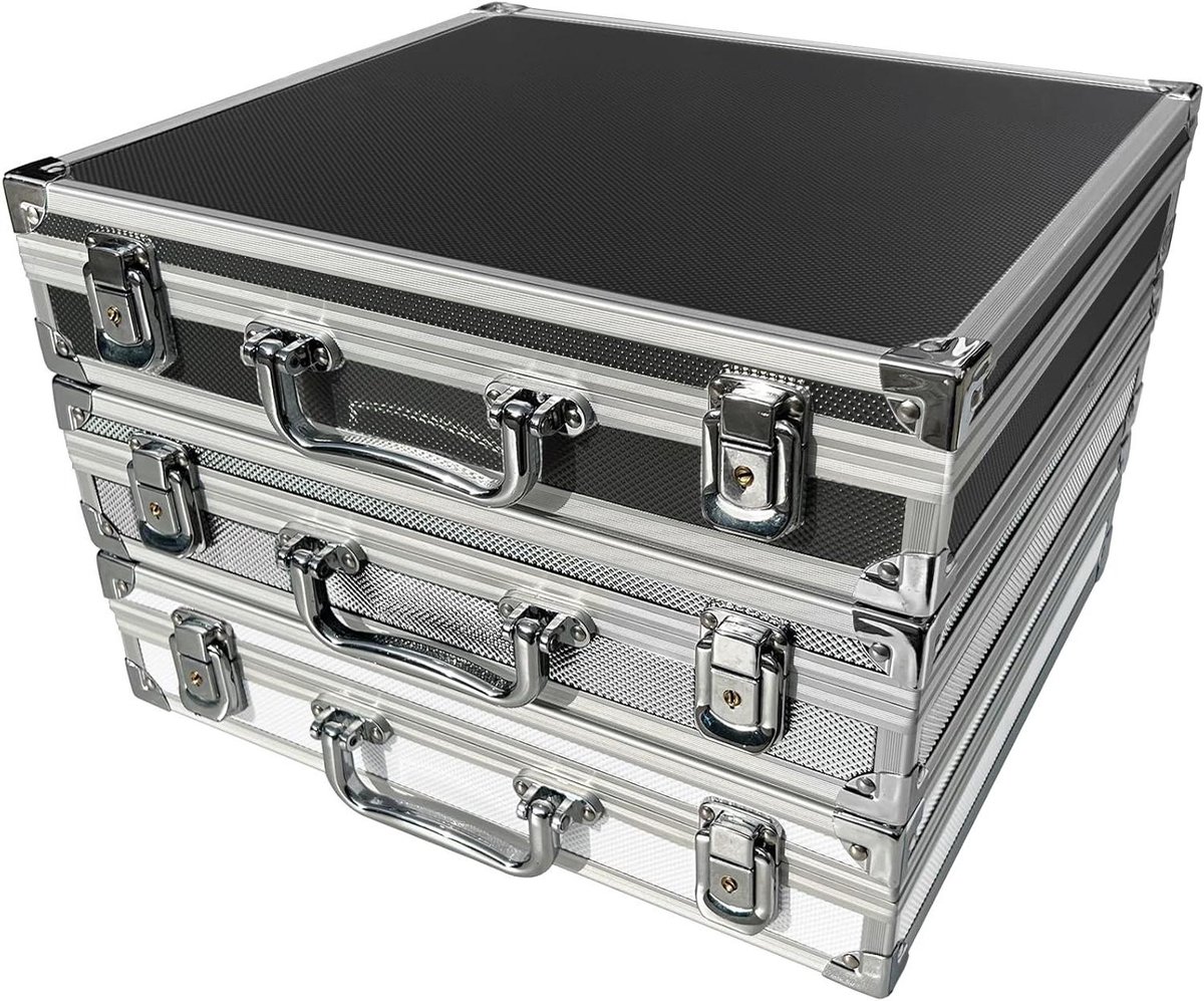 Aluminium Koffer - Opbergkoffer Box - Documenten Opbergen - Versterkte Aluminium Randen - 34 x 30 x 6 cm - Zwart