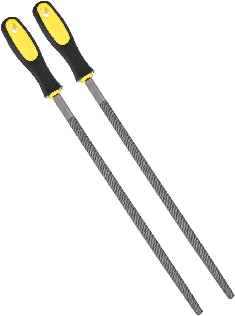 Metaalvijlenset Rond - Handvijlen Diamantvijl - Precisiewerk Metaal - Ergonomische Antislip Handgreep - 30.5 cm - Geel Zwart