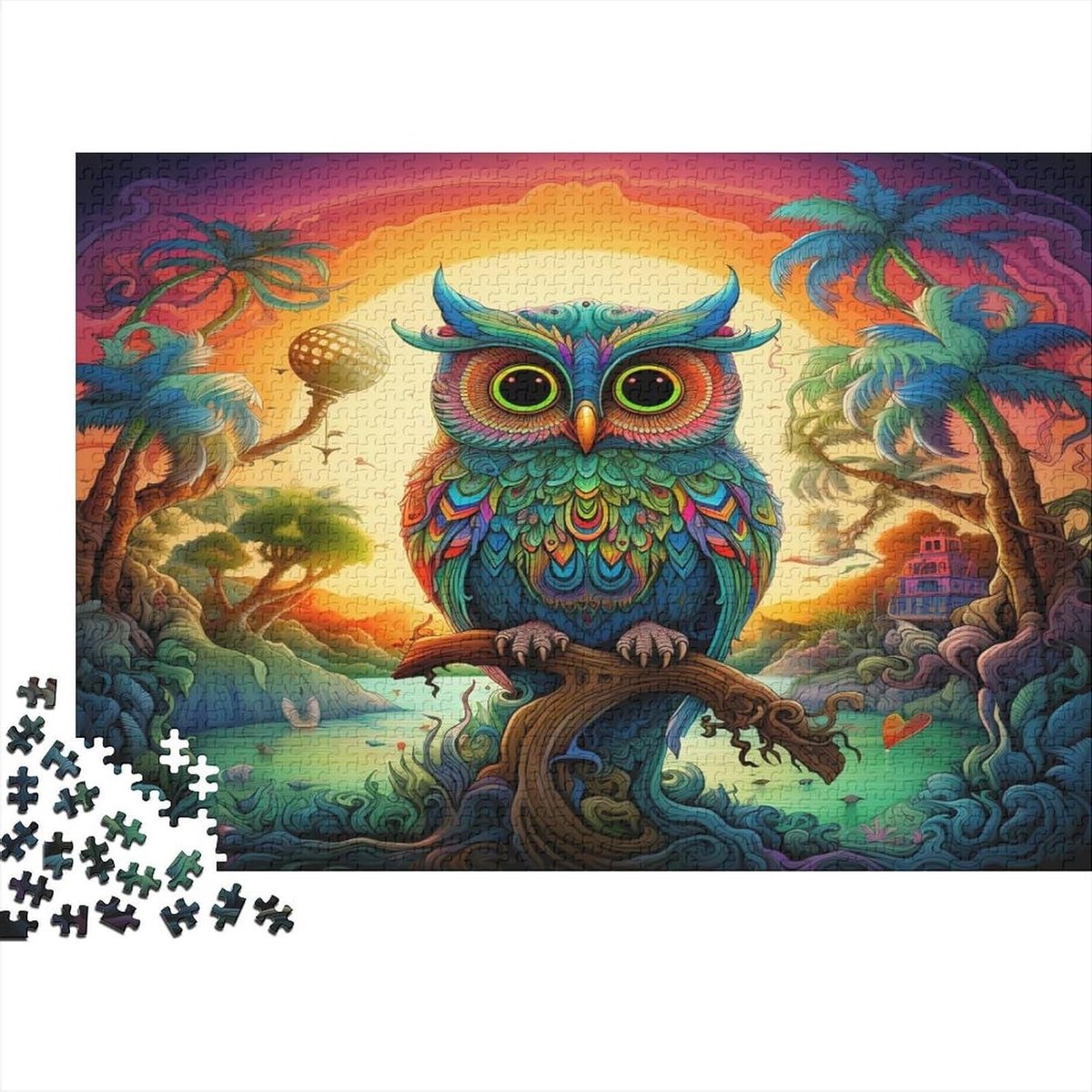 Uil Puzzel - Jigsaw Puzzel - Ontspanning Thuis - Letters op Achterkant - 75 x 50 cm - Veelkleurig