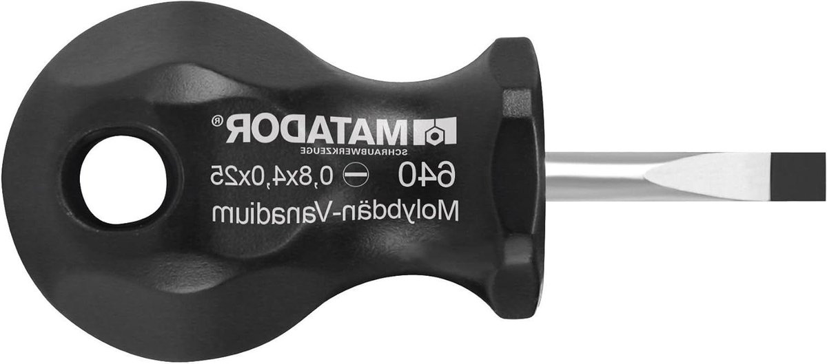 Korte Schroevendraaier - Sleufschroevendraaier Plat - Moeilijk Bereikbare Plekken - Gepolijste Punt - 4.0 mm x 25 mm - Mat Verchroomd